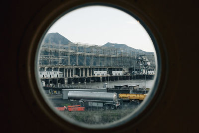 The bonneville dam near cascades locks in oregon seen through a window