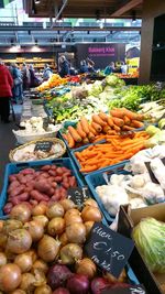 Various fruits for sale at market stall