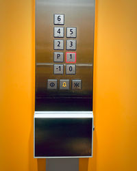 Close-up of telephone booth