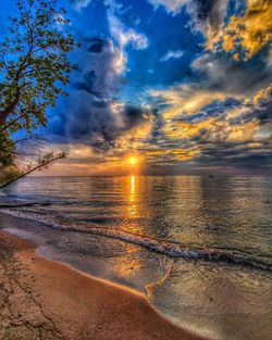 Scenic view of sea against sky during sunset