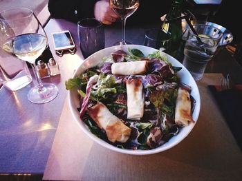 Food served on table