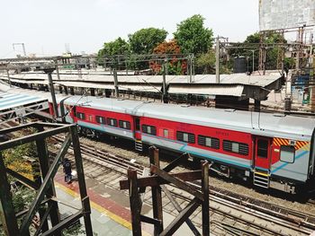 Train on railroad station platform