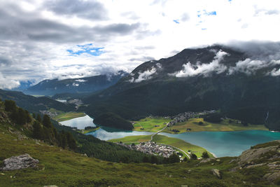 Scenic view of mountains against sky