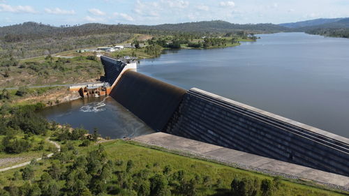 High angle view of bridge over river