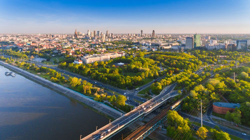 High angle view of city