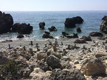 Scenic view of sea against clear sky