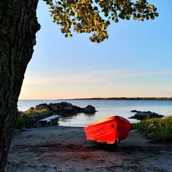 Scenic view of sea against sky during sunset