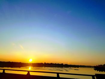 Scenic view of river against sky during sunset