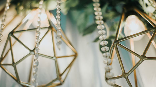 Close-up of chain hanging on metal