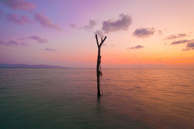 Scenic view of sea twilight sky during sunset