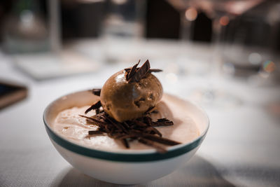 Close-up of dessert in plate on table