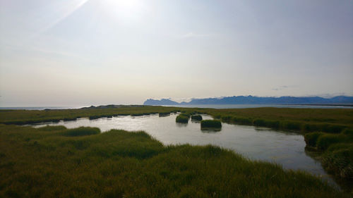 Scenic view of lake against sky