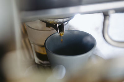 High angle view of coffee cup