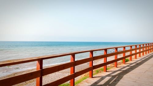 Scenic view of sea against clear sky