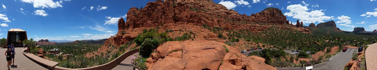 Panoramic view of rocky mountains against sky