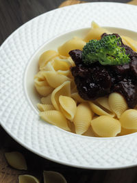 Close-up of pasta in plate