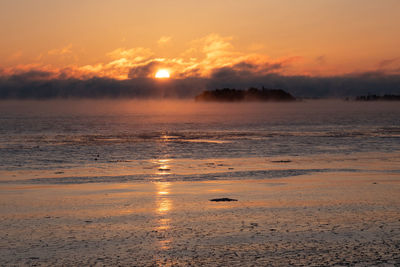 Scenic view of sea against sky during sunset