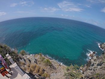 High angle view of sea against sky