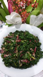 High angle view of flowering plant in plate
