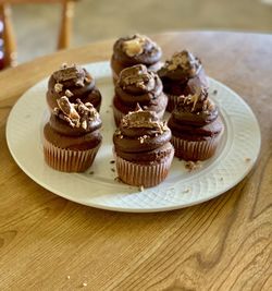 Close-up of cupcakes on table