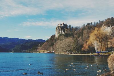 Scenic view of lake against sky