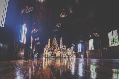 Illuminated interior of cathedral