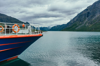 Boat in sea against sky