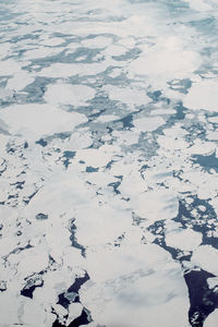 High angle view of snow covered land