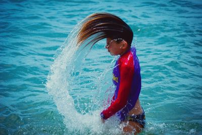 Portrait of woman in water