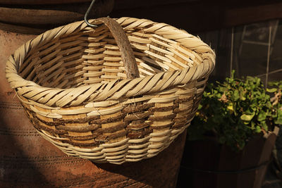 Close-up of wicker basket