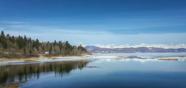 Scenic view of lake against sky