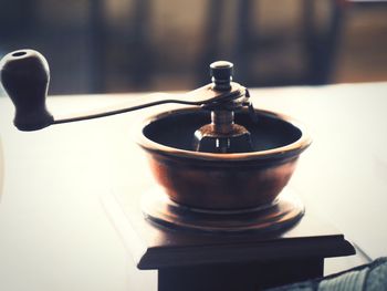 Close-up of black tea on table