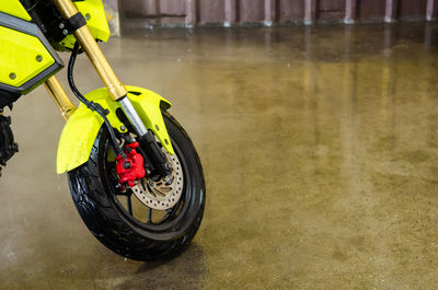 High angle view of bicycle wheel