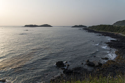 Scenic view of sea against clear sky