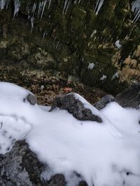 Snow on rock during winter