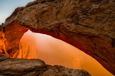 Low angle view of rock formation