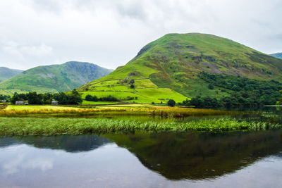 Scenic view of lake against sky