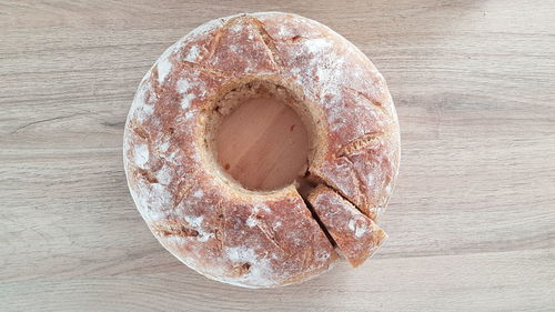 High angle view of bread on table