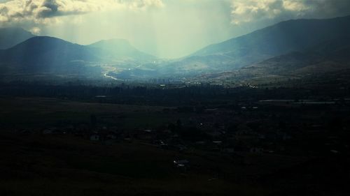 Scenic view of mountains against sky