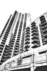 Low angle view of modern buildings against sky