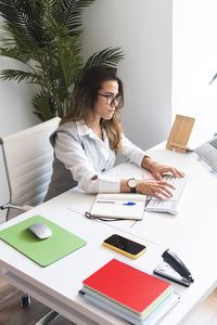 Lawyer working on desktop in office