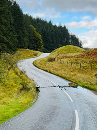 Road amidst trees against sky