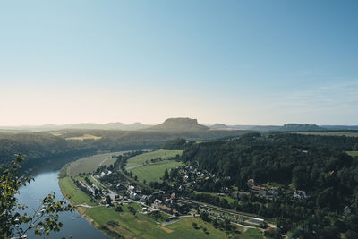 High angle view of landscape against sky