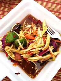 High angle view of meal served in plate