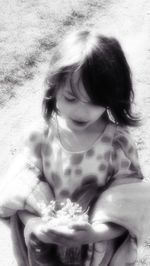 High angle portrait of cute girl smiling