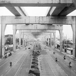 High angle view of road in city