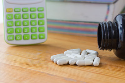 Close-up of objects on table