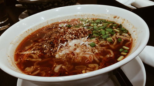 Close-up of soup in bowl