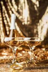 Close-up of wine glass on table