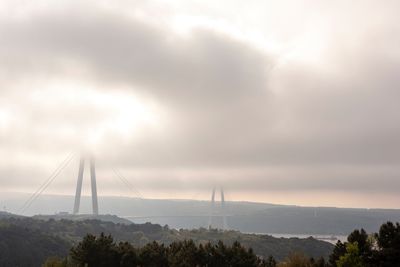 Yavuz sultan selim bridge under the fog in istanbul bosphorus